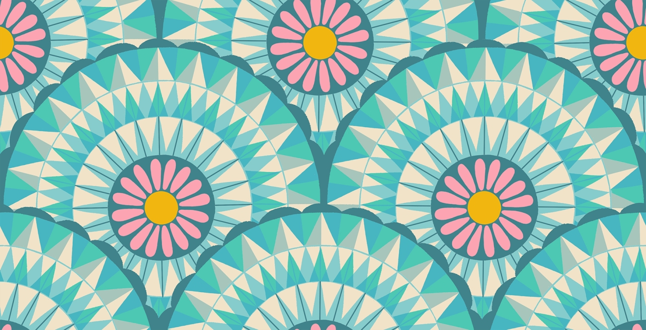 Patchwork Baumwolle - Ruby Star Society - Melody Miller - Carousel - Geometrics Turquoise